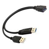 Fêmea Usb 3.0 Preta Para Cabo Divisor Masculino De 2 Usb