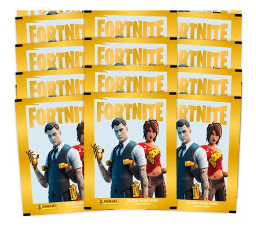 Kit Com 90 Cromos Fortnite Golden Frame Series