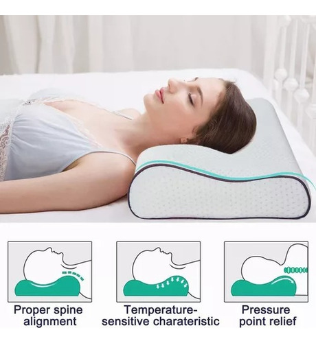 Almohada Ortopedica Memory Foam Gel Rejilla Blanca + Marrón