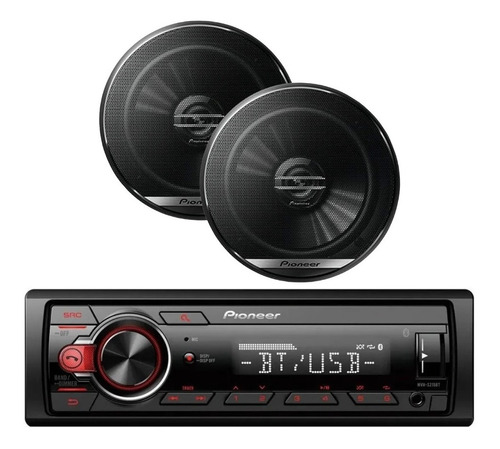 Autoestereo Pioneer Bluetooth Mvh-s215bt Con 2 Bocinas 6.5