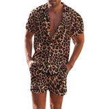 Conjunto De Camisa Y Pantalón Corto Con Estampado Leopardo