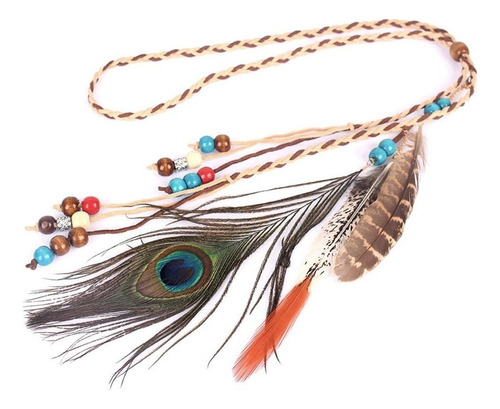 Diadema Plumas Sombrero Indie Vintage Boho Tulum Tocado