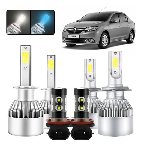 Kit De Focos Led H1 H7 H11 Para Renault Logan 2015-2019