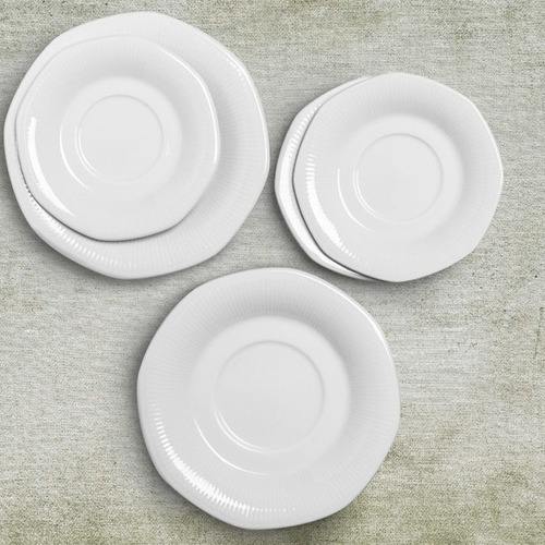 Set Platos Playos Postre 18 Porcelana Vajilla Tsuji 550