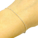  Pulsera Singapur Fino Brilloso Plata Italiana Ps 165-1 19cm