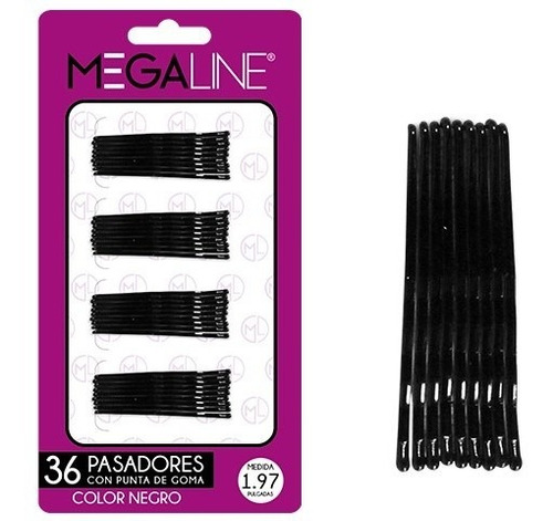 Pasadores Para Cabello Negros Cartera 36 Pzs Goma En Puntas