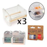 Kit 3 Dispenser + 4 Set Cintas Adhesivas Washi Tape Ibicraft