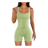 Mono Enterito Jumpsuit Deportivo Corto Mujer Gym Yoga Dama