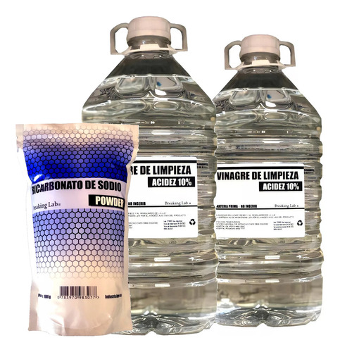 Combo 10 Litros Vinagre Limpieza Y 1kg Bicarbonato 