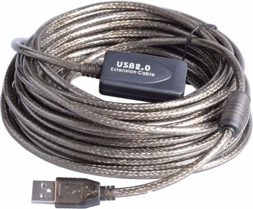 Cabo De Extensão Ativo Usb 2.0 Macho Feminino De 20 Metros E 480 Mbp, Cor Preta