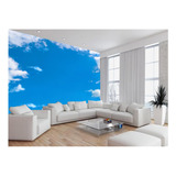 Adesivo De Parede 3d Paisagem Céu Azul Nuvens 10m²  Nsk110
