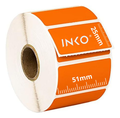 05 Rollos Etiqueta Térmica Naranja 51x25mm 2x1 PLG C/1000