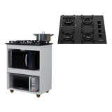 Kit Balcão Cooktop Turim Com Fogão 4 Bocas Itatiaia