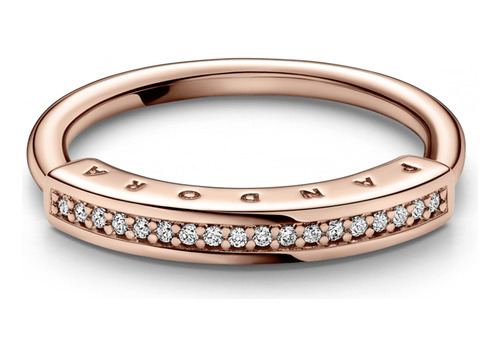 Anel Pandora I-d En Pavé Signature Recobrimiento Gold Rose