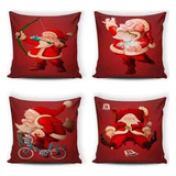 Kit 4 Capas De Almofada Decorativa Natal Natalina Papai Noel