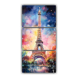 120x240cm Cuadro Torre Eiffel Acuarela Vívida Bastidor Made