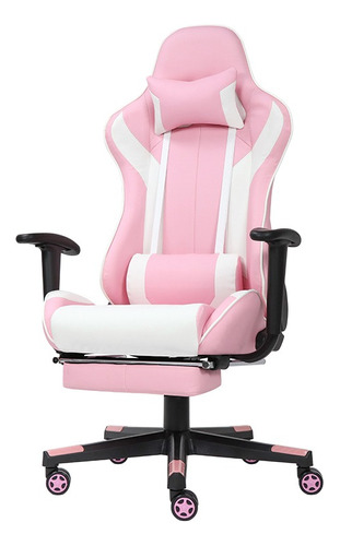 Silla Gamer Ergonomica Rosa Girat Reclinable 180° Apoyapies 