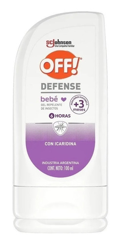 Repelente Off Defense Infantil Bebes +6 Meses Gel X 100ml