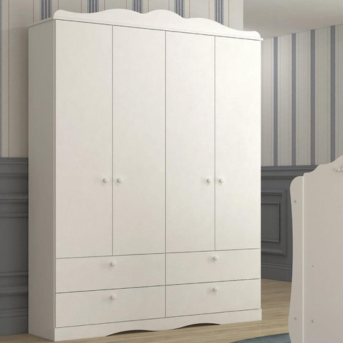 Guarda Roupa Infantil Encanto Com 4 Portas - Branco