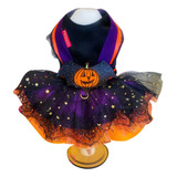 Roupinha Pet Vestido Halloween P/ Cachorro Bruxinha Morgana