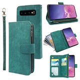 Funda Cartera Para Samsung Galaxy S10 Plus Verde Piel Sintet