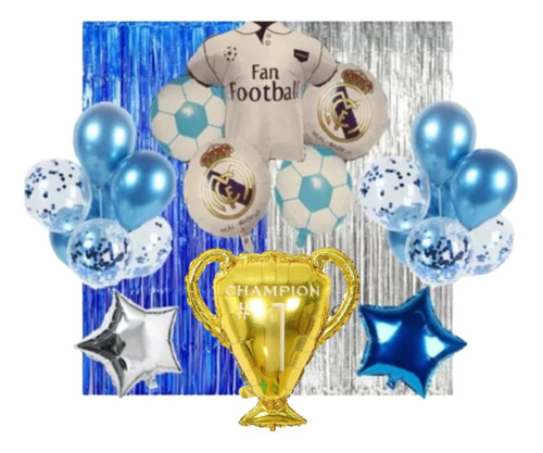 Kit Decorativo Globos Real Madrid + Copa Champions