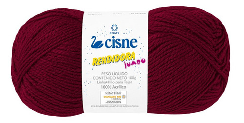 Lana Cisne Rendidora Jumbo X 5 Ovillos - 500gr Por Color Color Bordo 13026