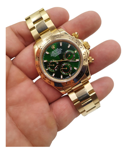 Reloj Compatible Con No Rolex Daytona Gold Suizo