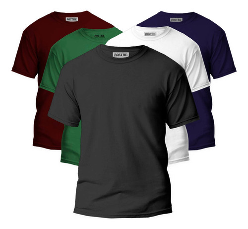 Kit 5 Camisetas Básicas Slim Fit Premium Cores Variadas Lisa