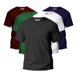 Kit 5 Camisetas Básicas Slim Fit Premium Cores Variadas Lisa