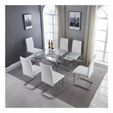 Set Mesa Vidrio Rectangular + 6 Sillas Comedor- Alto Impacto