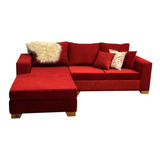 Sillon Esquinero 3 Cuerpos Puff Chenille Ambar Premium