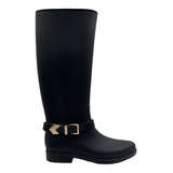 Bota De Lluvia Impermeable Para Dama Top Moda 1671 Negro