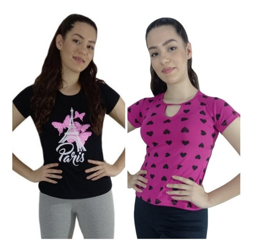 Kit 2 Blusas Infanto Juvenil Feminina Viscolycra T-shirt