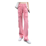 Pantalones Casuales Con Múltiples Bolsillos Para Mujer, Pant