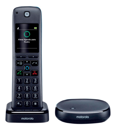 Telefone Digital Moto Axh01 Sem Fio Alexa Motorola Bivolt Cor Preto