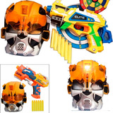 Kit Lançador Arma Nerf + Dardos + Máscara Robô Transformes