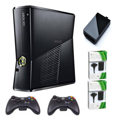 Xbox 360 Slim 500 Gb 250j Controles Carga J Silicons Grips +