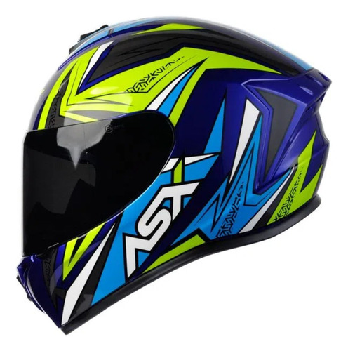 Capacete Asx/ Axxis Draken Vector Brilho Azul/amarelo/cinza