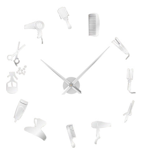 Reloj De Pared Gigante Para Barbería Diy Con Efecto Espejo [