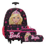 Kit Mochila Infantil De Rodinhas Feminina Barbie + Lancheira