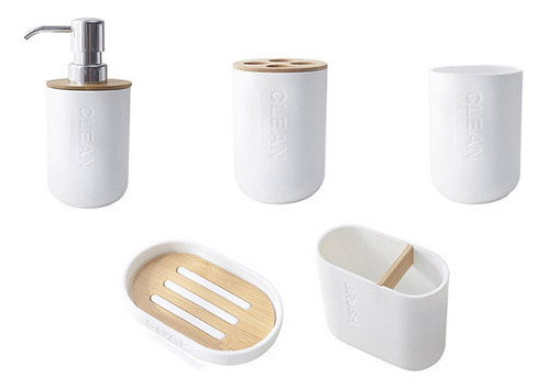 Set De Baño De Bambú, Soporte Para Inodoro, Vaso De Vidrio,