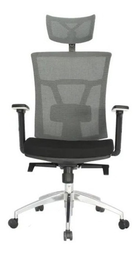 Silla Gerente Con Cabecero Espaldar En Malla Color Gris 