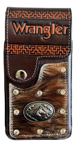 Funda Porta Celular Vaquera 100% Cuero Diseño Tipo Wrangler