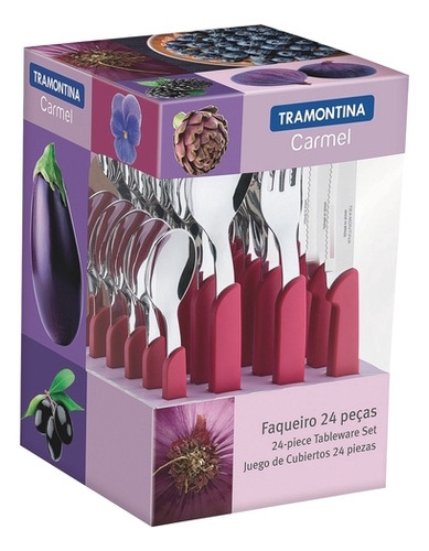 Juego De Cubiertos 24pz Lila Carmel Tramontina