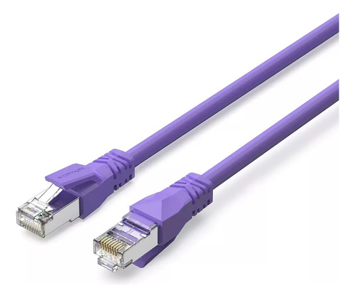 Cable De Red Vention Cat6a Certificado - 10 Metros Violeta - Premium Patch Cord - Blindado Sftp Rj45 Ethernet Servidores 10gbps - 500 Mhz - 100% Cobre - Ibmvl