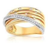 Anel Em Ouro  18k!!com Diamantes De 1 Ponto!!