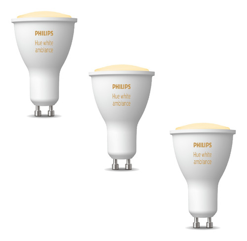 Pack 3x Ampolleta Philips Hue White Ambiance Gu10