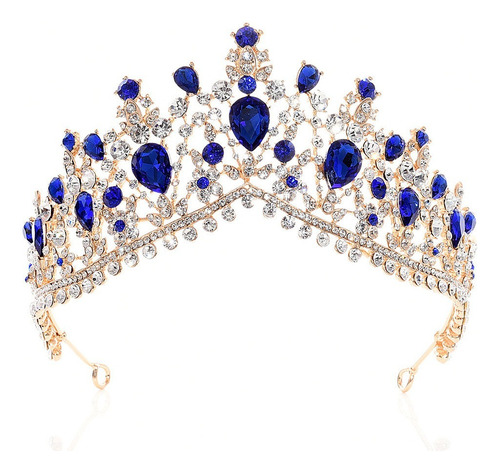 Corona Pretty Dorada Azul, Para Novia, Princesas, Xv Años
