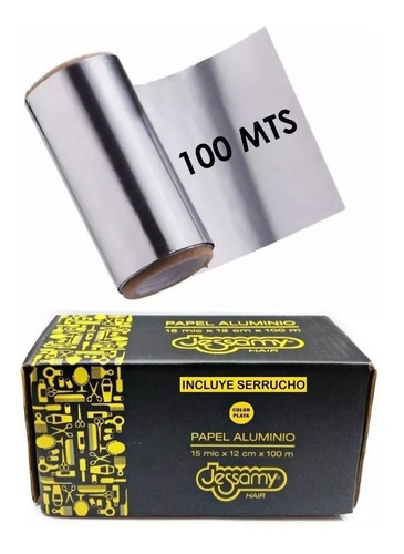 Rollo Papel Aluminio Mechas 12cm X 100 M C/ Serrucho Jessamy
